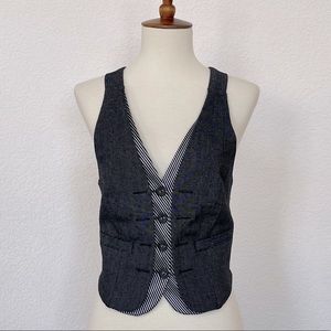 NWOT Metropark mixed media black and white striped vest sz S